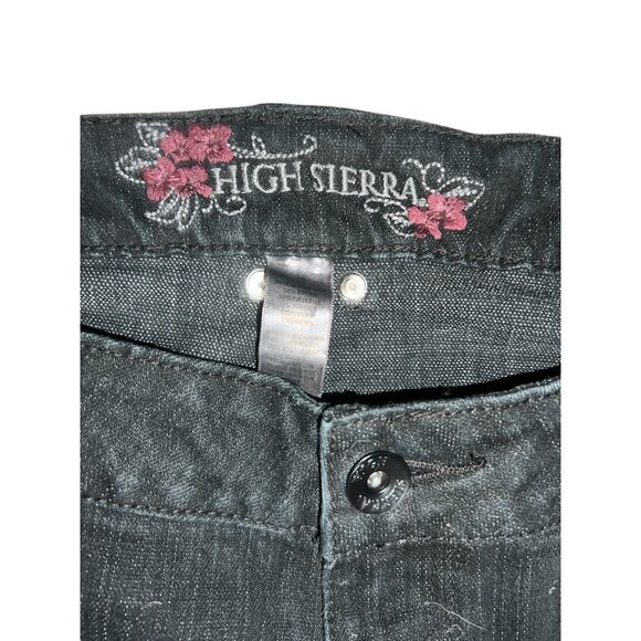 High Sierra Vintage y2k Mid Rise Embellished Pocket Denim Jeans Sz 16 Womens Bla - Picture 2 of 12
